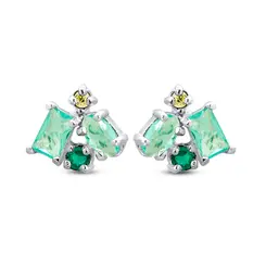Brinco Prata Com Zircônias Verde