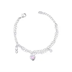 Pulseira Prata Leve Freedom Coração Rosa