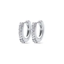 Brinco Prata Argola Zircônias Pequena