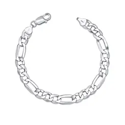 Pulseira Prata Masculina Figaro 21cm 8mm