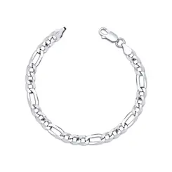 Pulseira Prata Masculina Figaro 20cm 6mm
