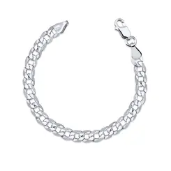 Pulseira Prata Masculina Grumet 21cm 8mm
