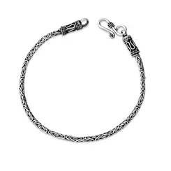 Pulseira Prata Bali Masculina Ponto Peruano 22cm 2mm