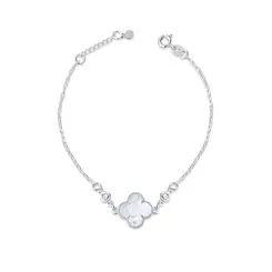 Pulseira Prata Leve Trevo Cristal Com Zircônias