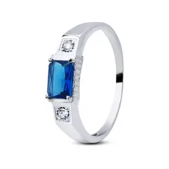 Anel Prata Masculino Pedra De Zircônia Quadrada