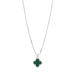 Gargantilha Prata Leve Trevo Verde