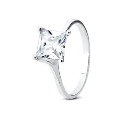 Anel Prata Com Zircônia Quadrada