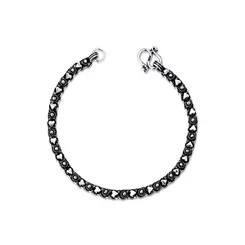 Pulseira Prata Envelhecida Coração Pikun 18 cm