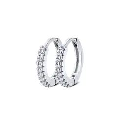 Brinco Prata Argola Click Com Zircônias Pequena