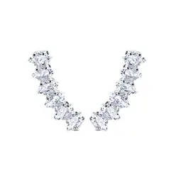 Brinco Prata Leve Ear Cuff Zircônias