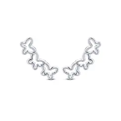 Brinco Prata Leve Ear Cuff Borboleta