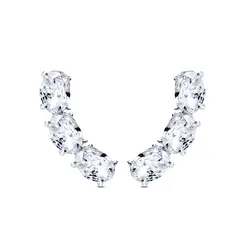 Brinco Prata Leve Ear Cuff Com Zircônias