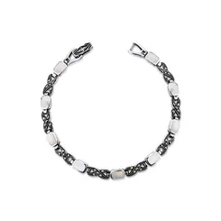 Pulseira Prata Envelhecida Infinito Marcassitas Com Madrepérola