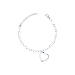 Pulseira Prata Leve Coração Com Zircônia