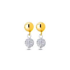 Brinco Prata Leve/Gold Sun Balls