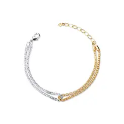Pulseira Prata Leve/Gold Sun Duplo