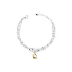 Pulseira Prata Leve/Gold Sun Circle