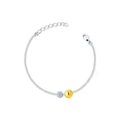 Pulseira Prata Leve/Gold Sun Balls