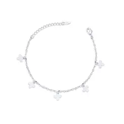 Pulseira Prata Leve Trevos Lisos