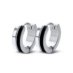 Brinco Aço Argolinha Carbonada Um Lado