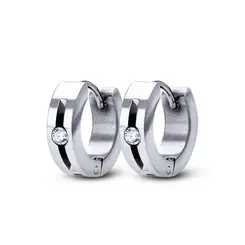 Brinco Aço Argolinha Com Zircônia