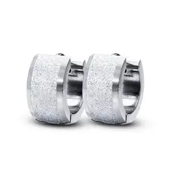 Brinco Aço Argolinha Diamantada Larga