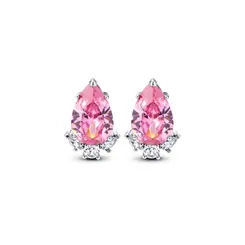 Brinco Prata Rodinada Gota Rosa