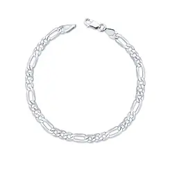 Pulseira Prata Masculina Figaro 19cm 4mm