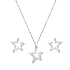 Conjunto Prata Estrela Com Zircônias