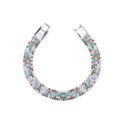 Pulseira Prata leve Riviera Fios Zircônias Coloridas