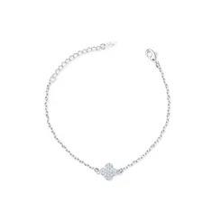 Pulseira Prata Leve Trevo Com Zircônias