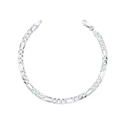 Pulseira Prata Masculina Figaro 21cm 4mm