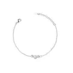 Pulseira Prata leve Com Bolinhas