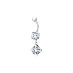 Piercing Aço Com Pingente Prata e Dourado Pendurado