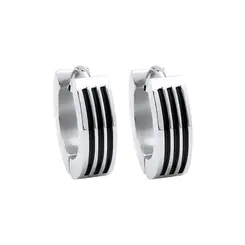 Brinco Aço Argolinha Com Detalhes Carbonada