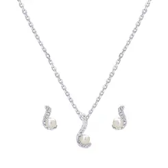 Conjunto Prata Perola Com Zircônias