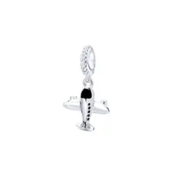 Berloque Prata Art Colection Avião Com Zircônias