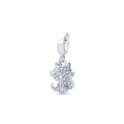 Berloque Prata Art Colection Gatinho Com Zircônias
