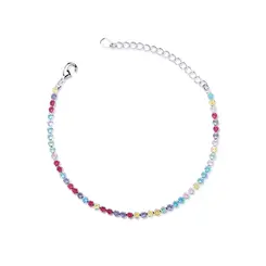 Pulseira Prata Leve Zircônias Coloridas