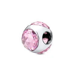 Berloque Prata Art Colection Redondo Com Zircônia Rosa G