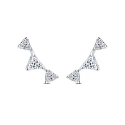 Brinco Prata Ear Cuff Triângula Com Zircônias