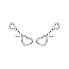 Brinco Prata Ear Cuff Corações