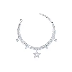 Pulseira Prata Leve Dupla Estrelas