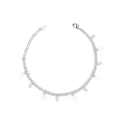 Pulseira Prata Leve Coração Chapinhas E Zircônias