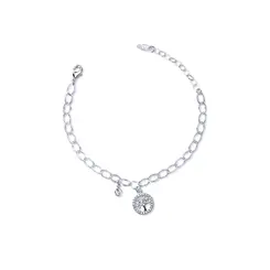 Pulseira Prata Leve Arvore Da Vida Com Zircônias