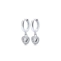 Brinco Prata Leve Essence Argola Coração com Zircônias