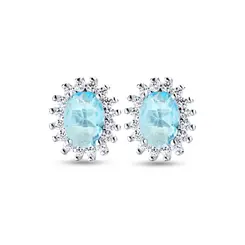 Brinco Prata Leve Essence Azul com Zircônias
