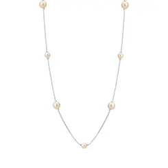 Colar Prata Leve Longo Essence Maxi Pérola