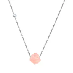 Colar Prata Leve Essence Quartzo Rosa