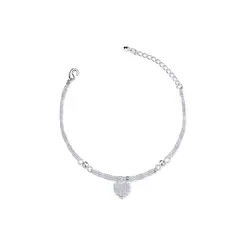 Pulseira Prata Leve Essence Coração Cravejado